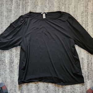 H&M Black 3/4 Length Sleeve Blouse, Size XL